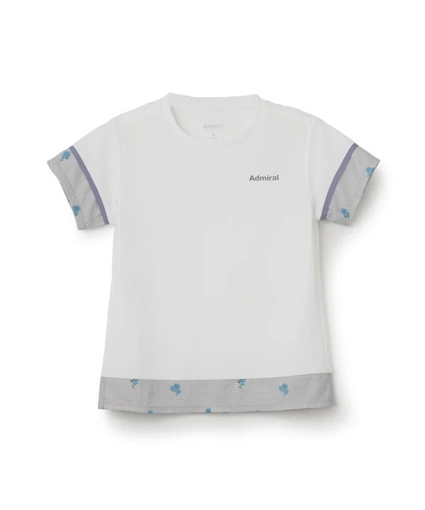 Admiral アドミラル テニスウェア レディース ブロッキングフラワーチェックTEE ATLA656