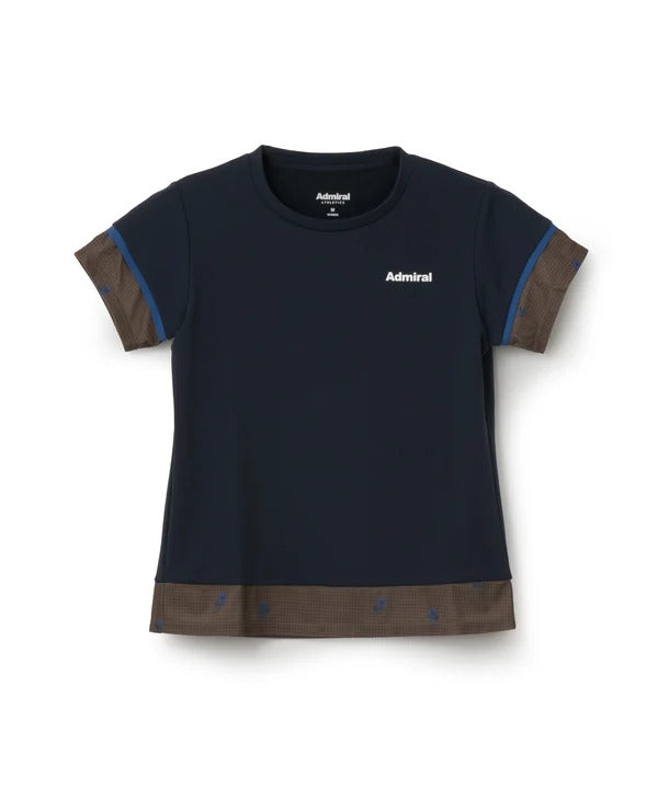 Admiral アドミラル テニスウェア レディース ブロッキングフラワーチェックTEE ATLA656