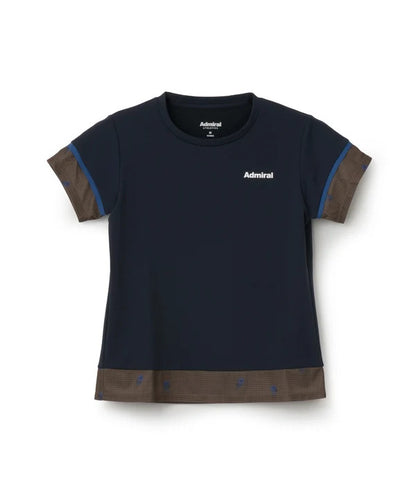 Admiral アドミラル テニスウェア レディース ブロッキングフラワーチェックTEE ATLA656