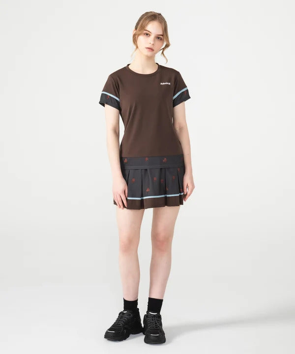 Admiral アドミラル テニスウェア レディース ブロッキングフラワーチェックTEE ATLA656