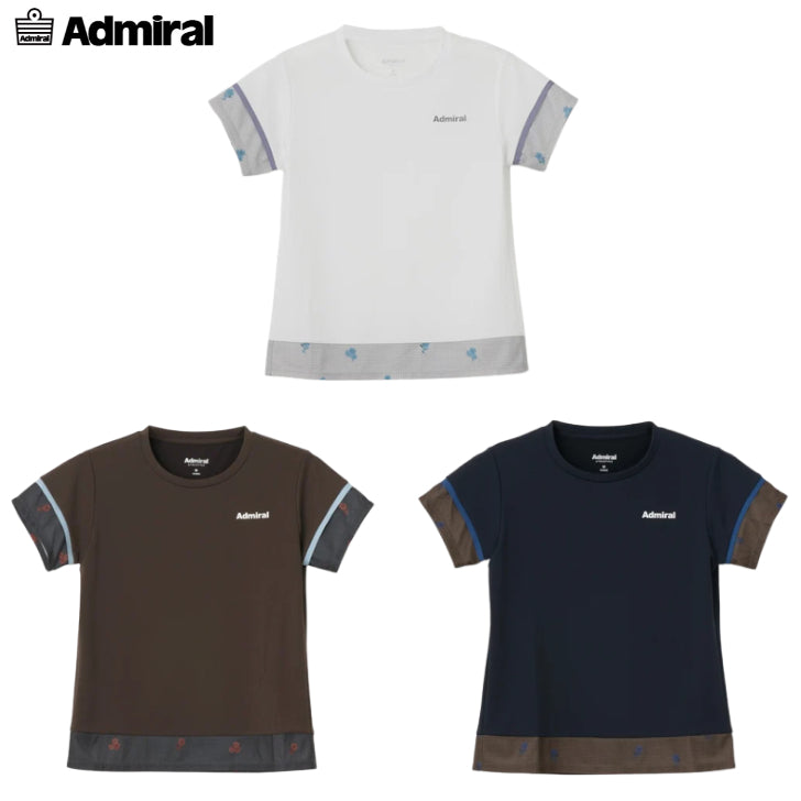 Admiral アドミラル テニスウェア レディース ブロッキングフラワーチェックTEE ATLA656