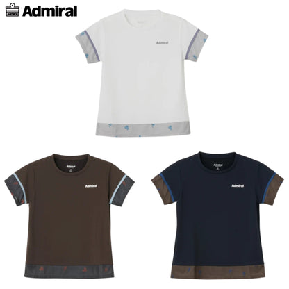 Admiral アドミラル テニスウェア レディース ブロッキングフラワーチェックTEE ATLA656